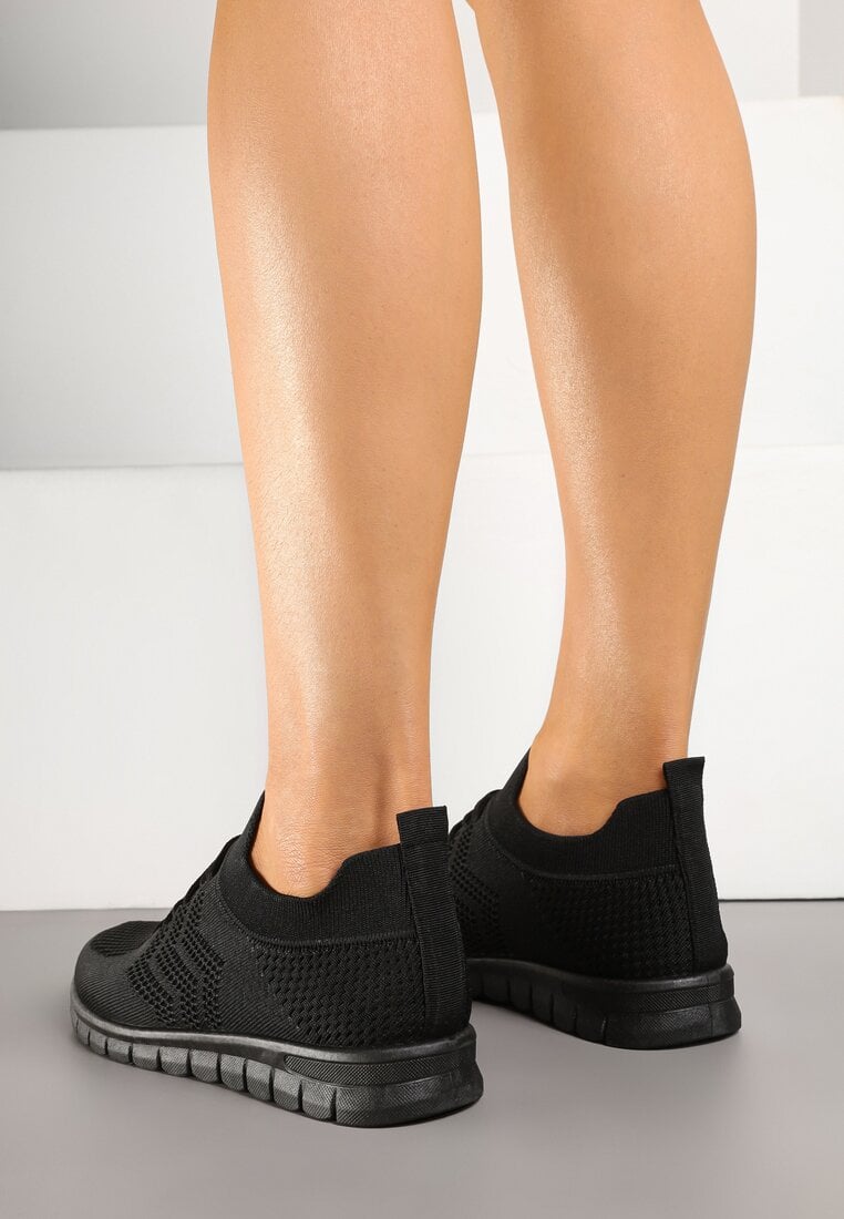 Czarne Buty Sportowe Sneakersy z Siateczkową Cholewką Turiselle