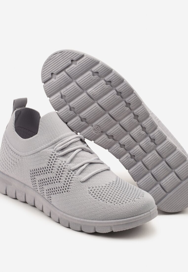 Szare Buty Sportowe Sneakersy z Siateczkową Cholewką Turiselle