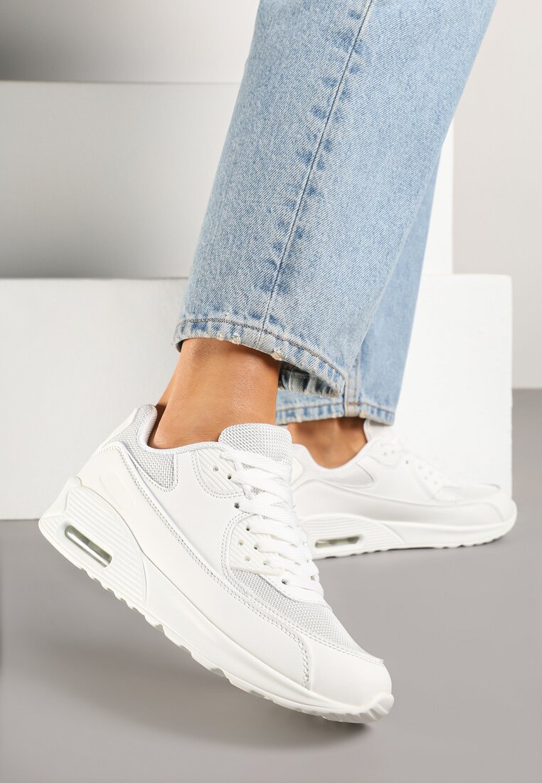 Białe Sneakersy na Podeszwie z Poduszką Air Divorra