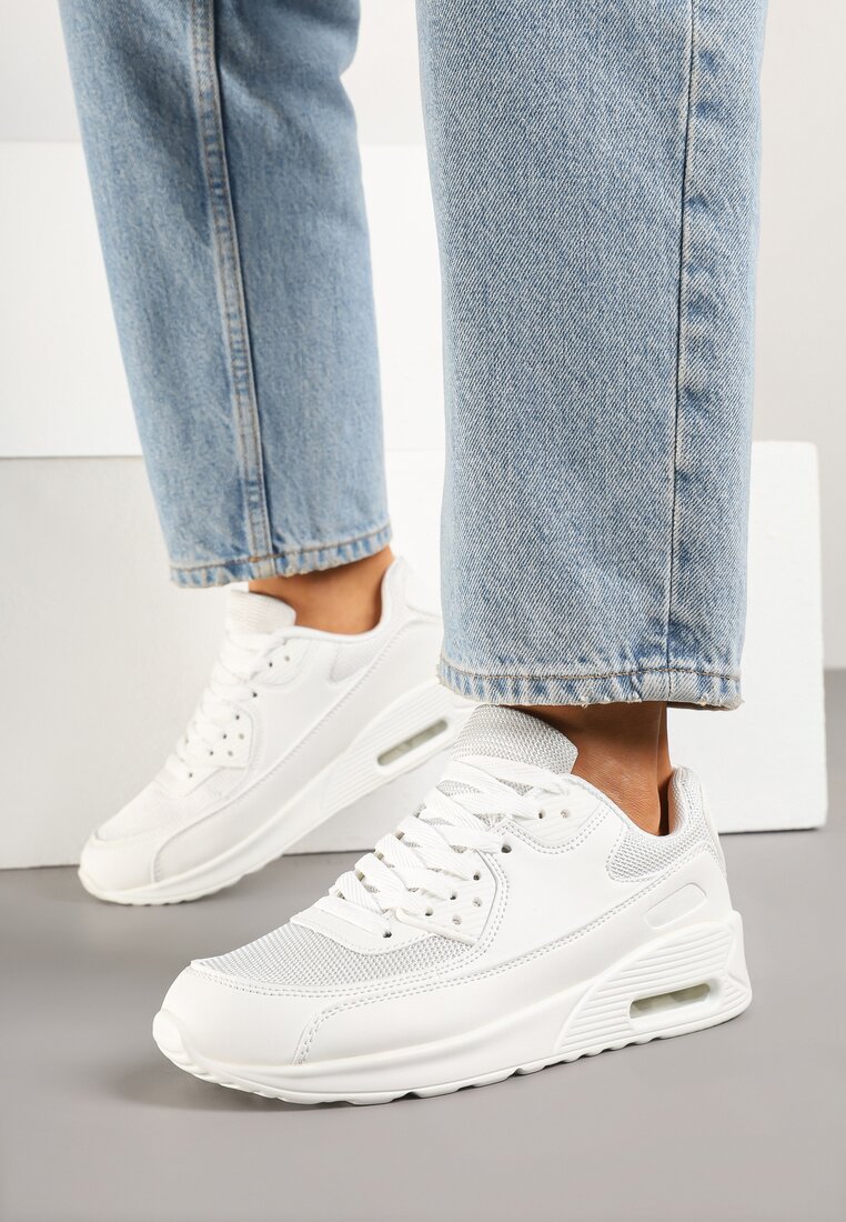 Białe Sneakersy na Podeszwie z Poduszką Air Divorra