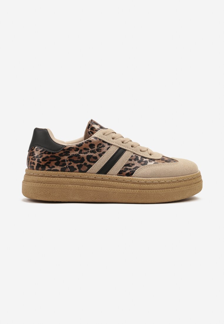 Panterkowe Sneakersy na Platformie w Stylu Kultowych Tenisówek Ozdobione Wzorem w Panterkę Gonoriel