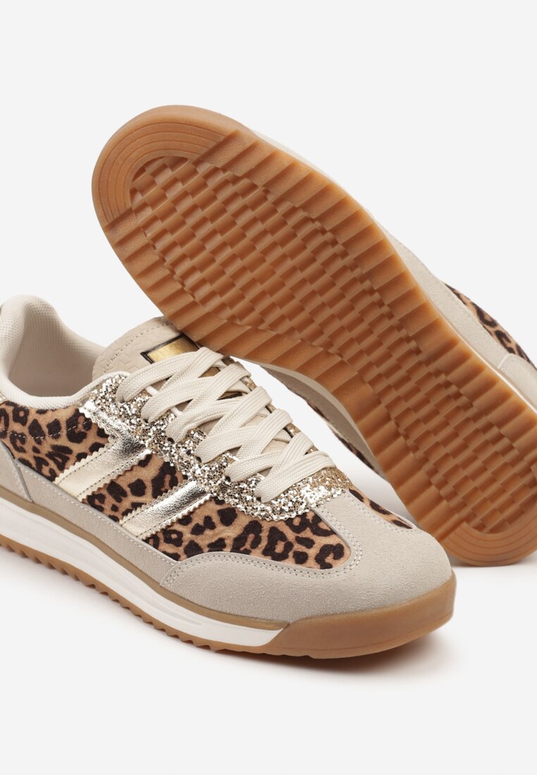 Panterkowe Sneakersy Ozdobione Paskami w Panterkę Eranelia