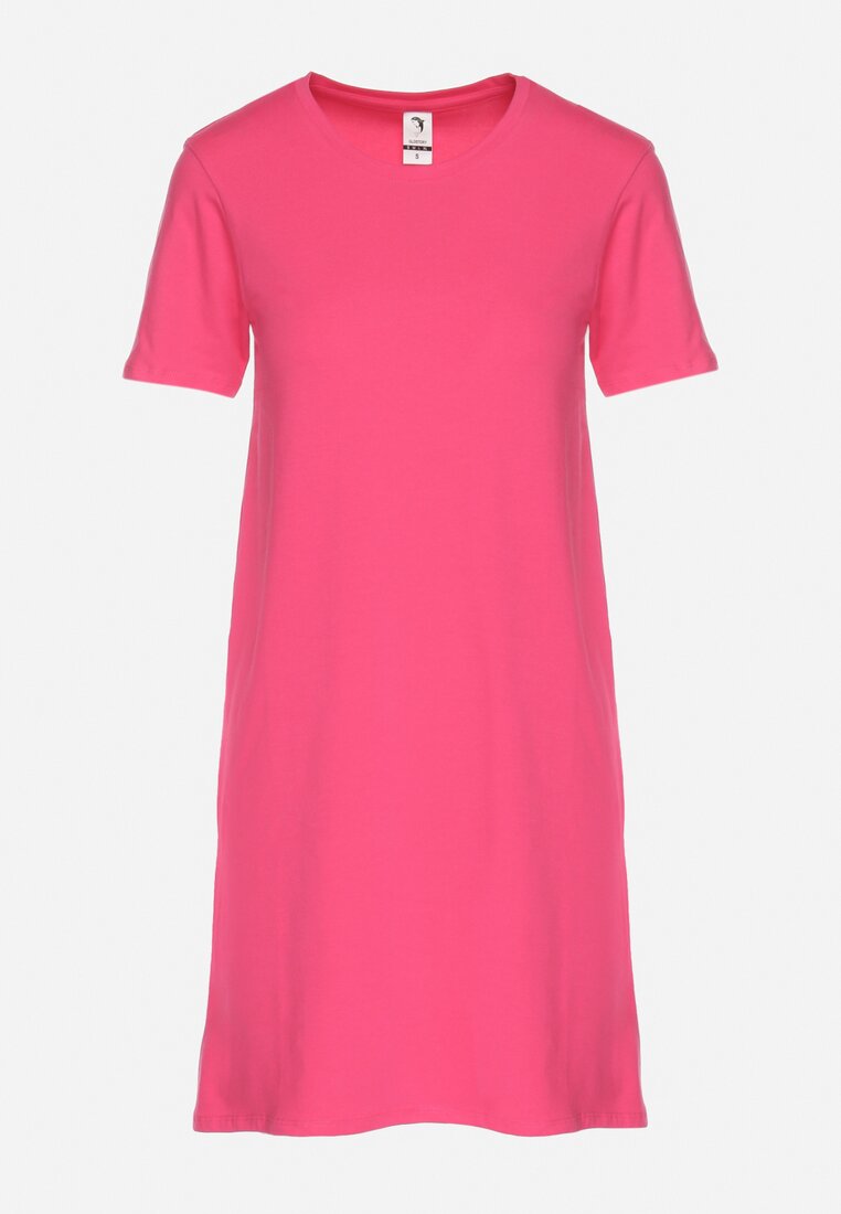 Różowa Bawełniana Sukienka o Kroju Typu T-shirt Nilisea