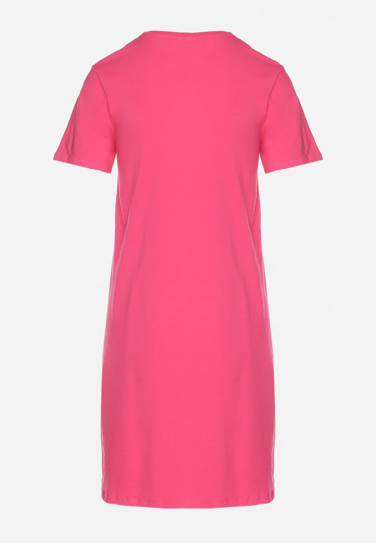 Różowa Bawełniana Sukienka o Kroju Typu T-shirt Nilisea