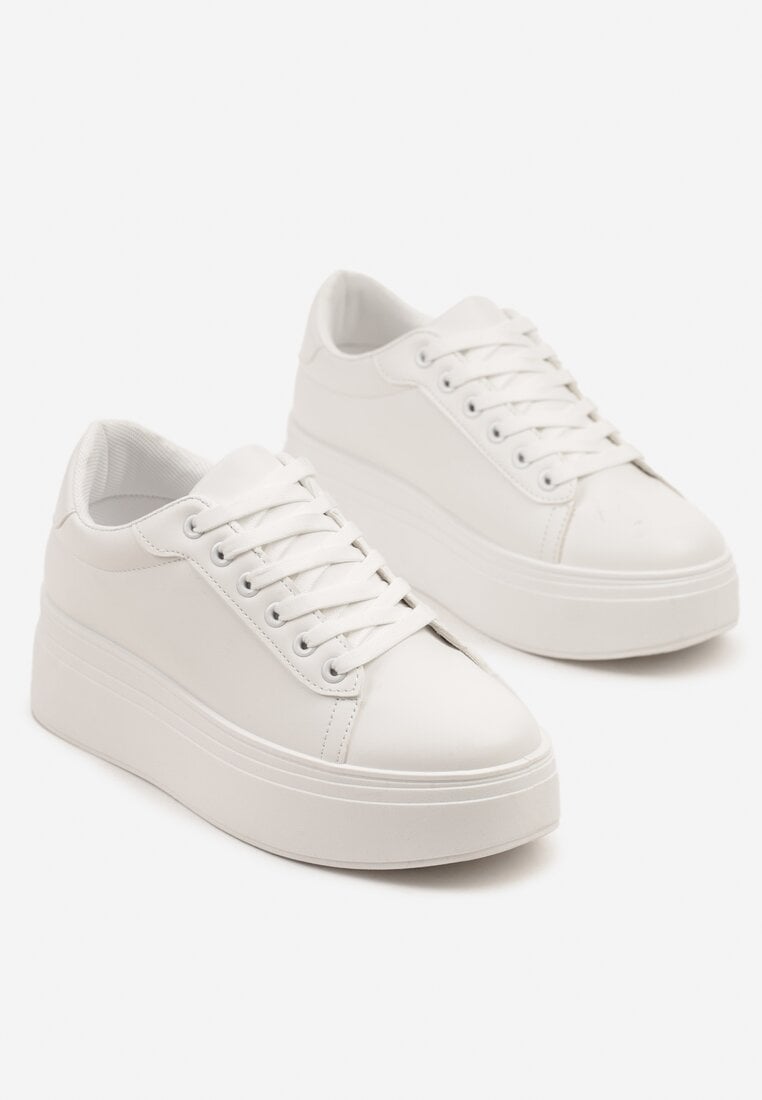 Białe Klasyczne Sneakersy na Grubej Podeszwie Tosirra
