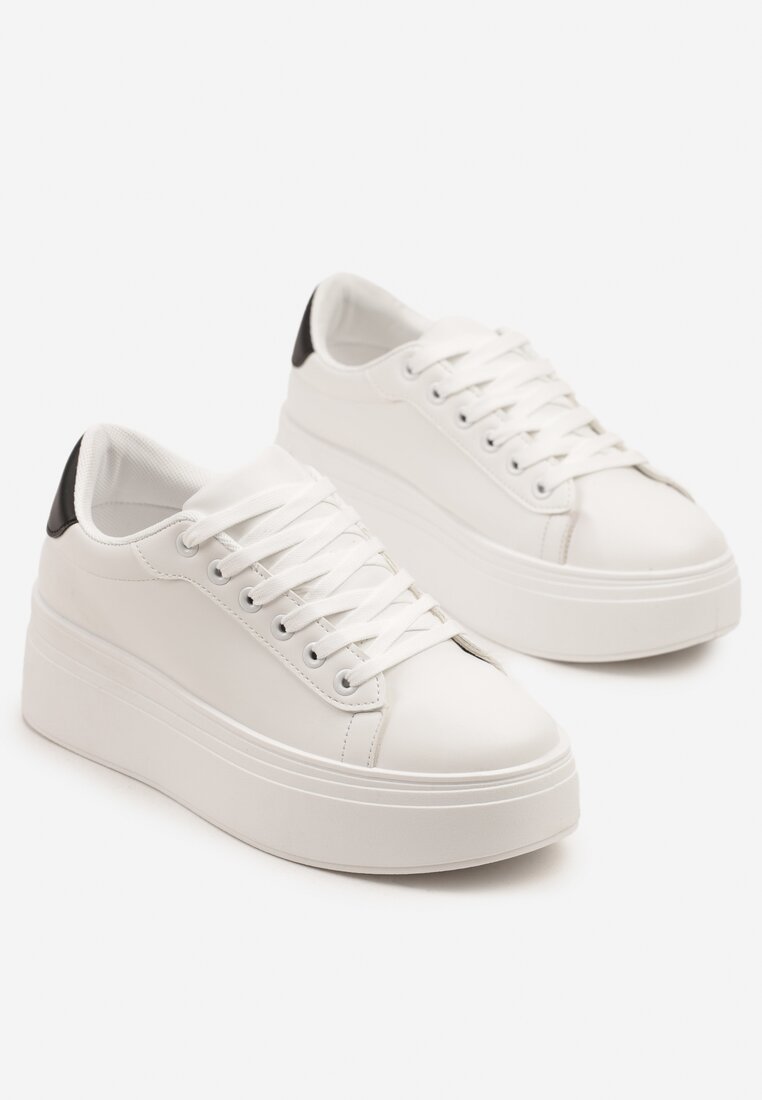 Biało-Czarne Klasyczne Sneakersy na Grubej Podeszwie Tosirra