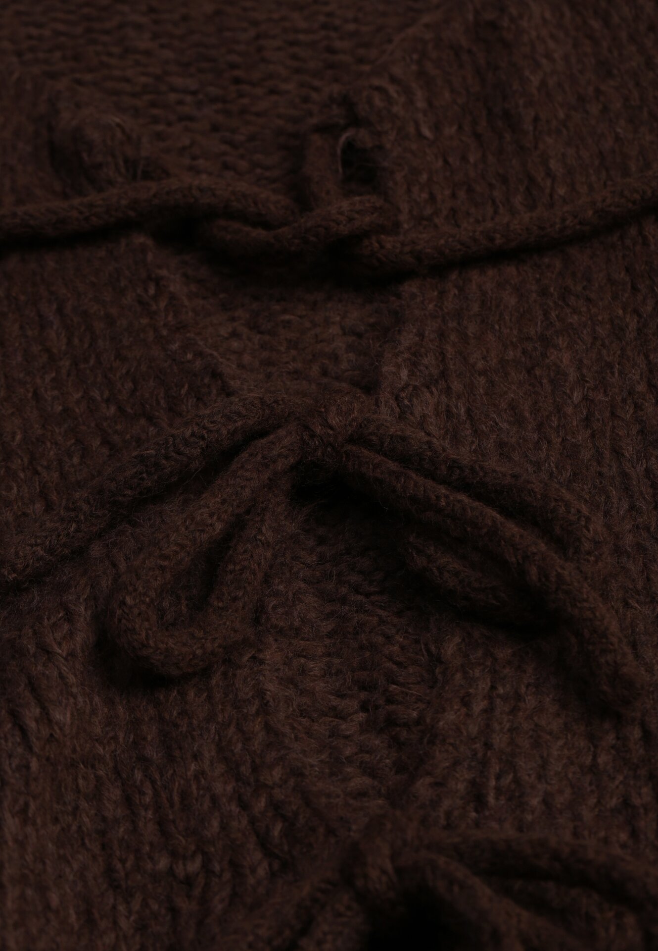 Brązowy Kardigan Oversize z Wełną Zdobiony Kokardkami Eleathalie