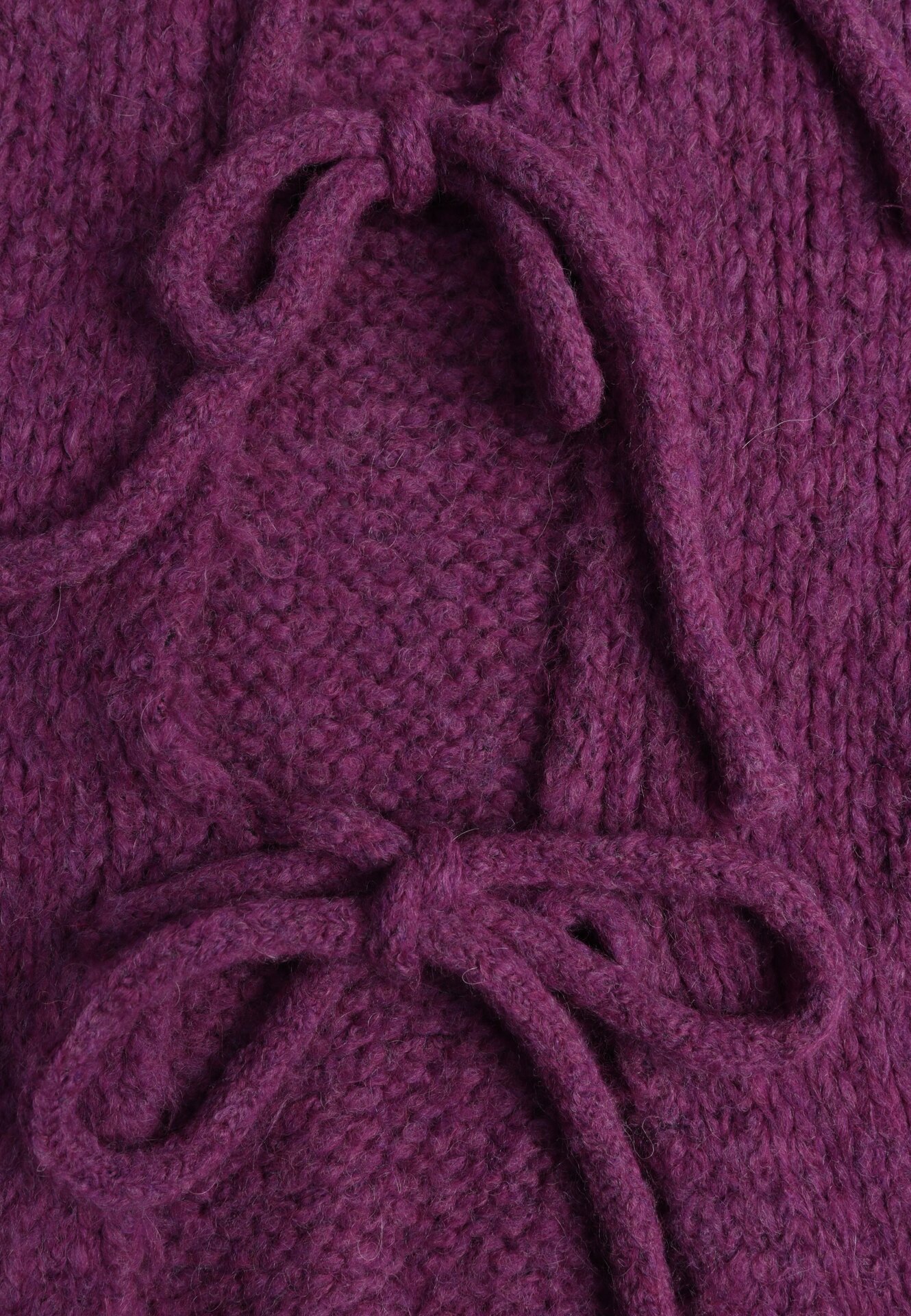 Fioletowy Kardigan Oversize z Wełną Zdobiony Kokardkami Eleathalie