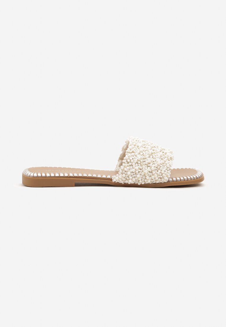 Białe Klapki z Koralikami w Stylu Boho Sorea