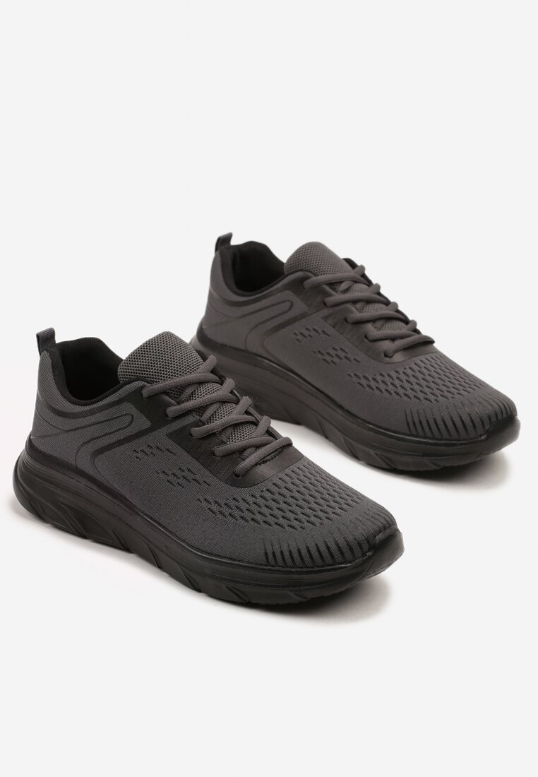 Ciemnoszare Buty Sportowe Sneakersy z Ozdobnym Tłoczeniem Wiline