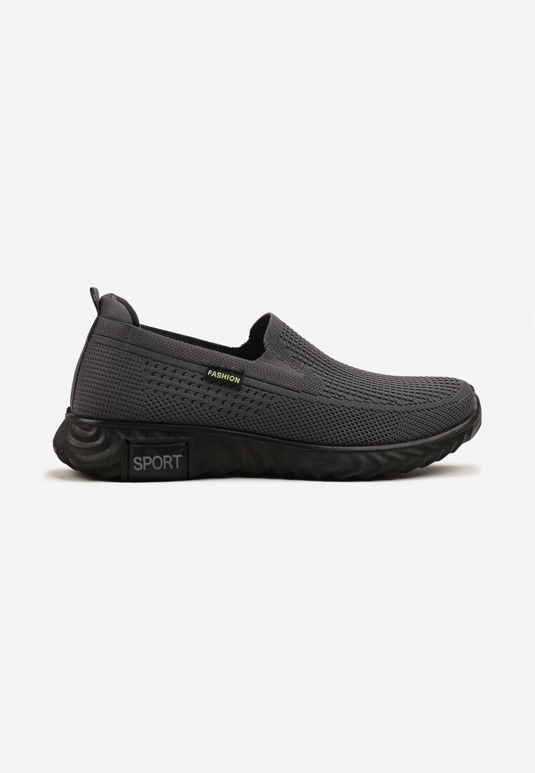 Szare Buty Sportowe Wsuwane pod Kostkę z Miękką Cholewką Ravionae