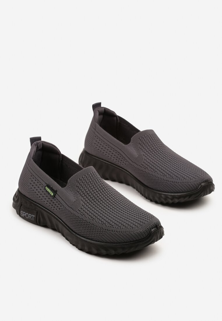 Szare Buty Sportowe Wsuwane pod Kostkę z Miękką Cholewką Ravionae