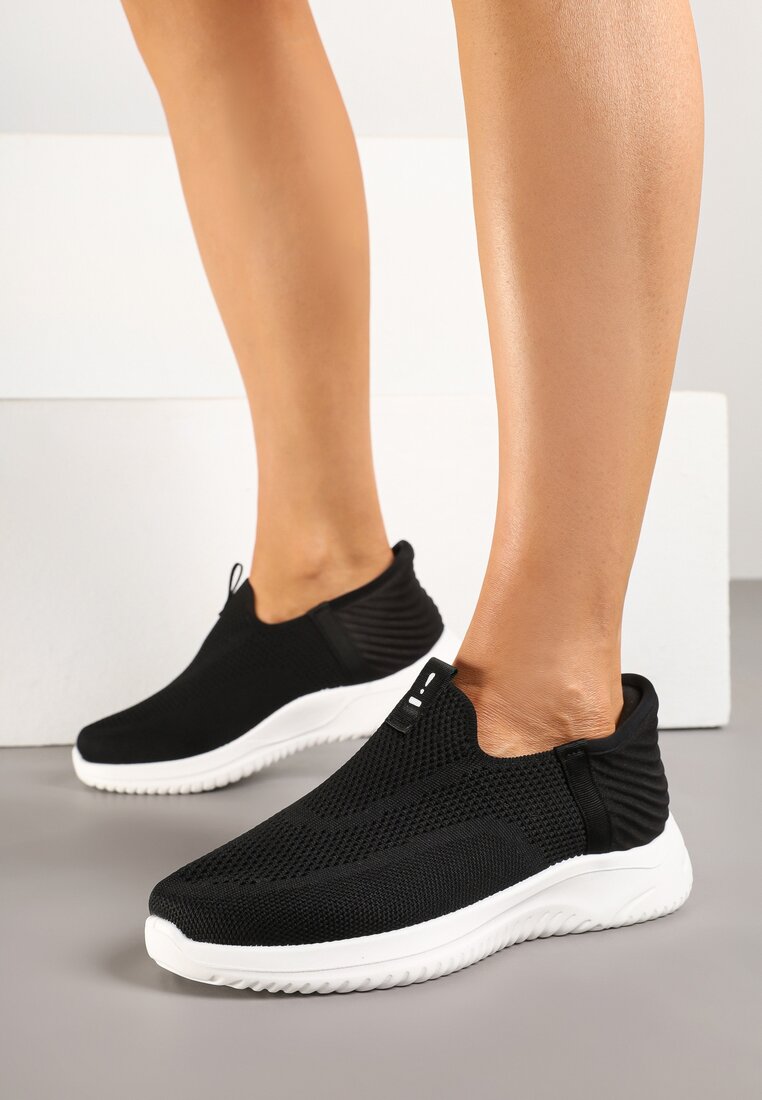 Czarne Buty Sportowe Sneakersy z Miękką Cholewką pod Kostkę Weamara