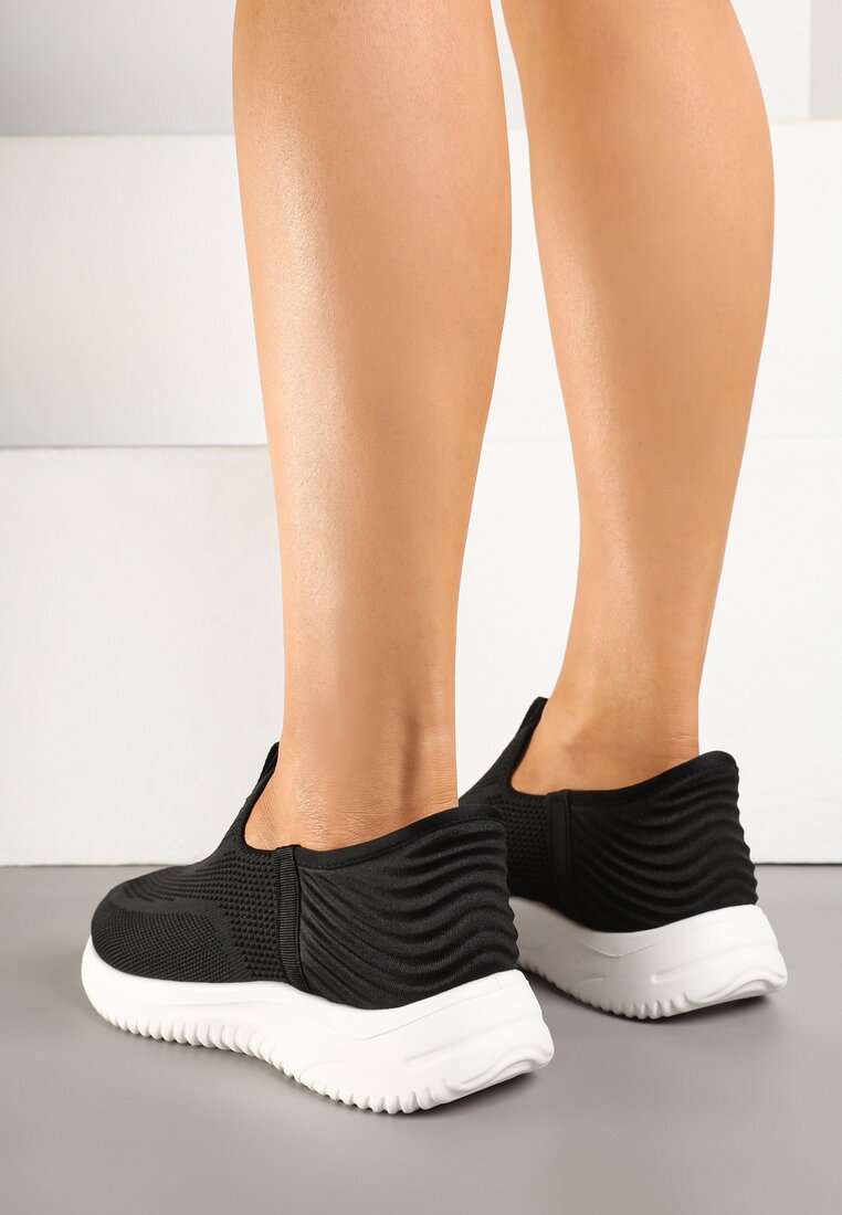 Czarne Buty Sportowe Sneakersy z Miękką Cholewką pod Kostkę Weamara