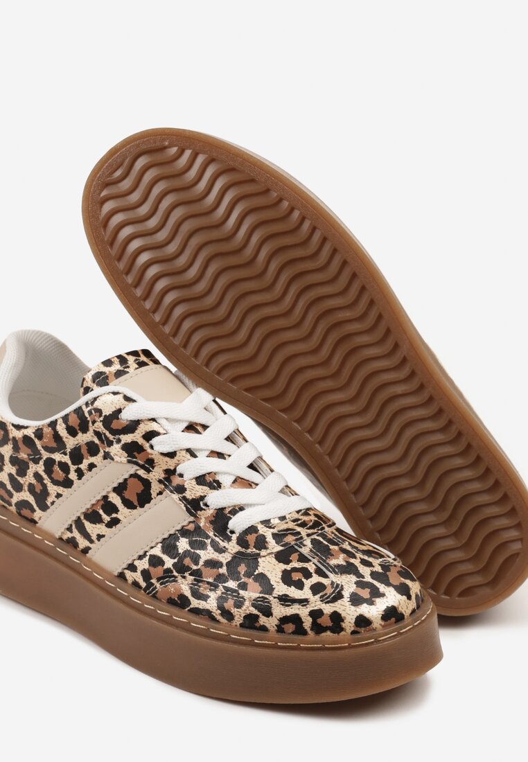 Panterkowe Sneakersy w Stylu Tenisówek z Geometrycznym Wzorem Avelresil