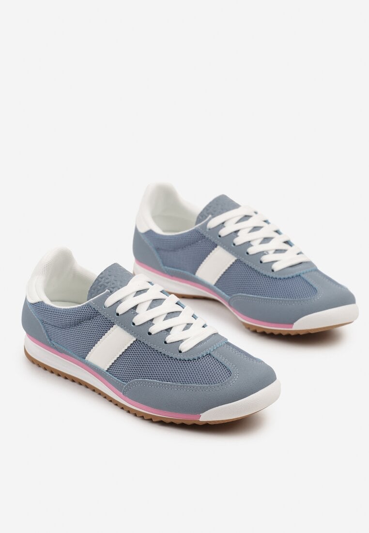 Niebieskie Sneakersy z Ozdobnym Paskiem Cleota