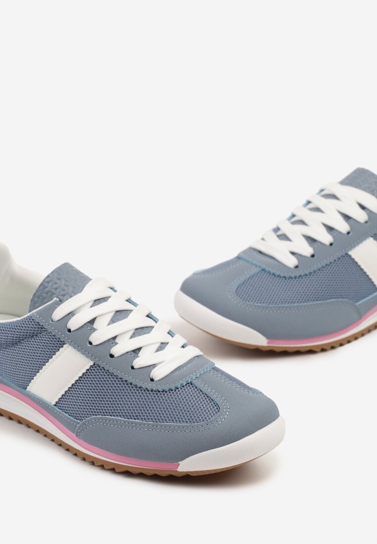Niebieskie Sneakersy z Ozdobnym Paskiem Cleota