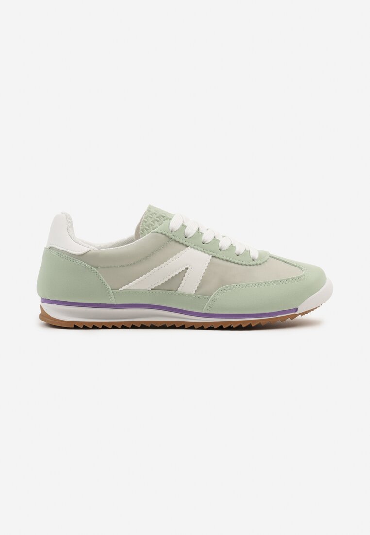 Jasnozielone Sneakersy z Geometrycznym Wzorem Clesanna