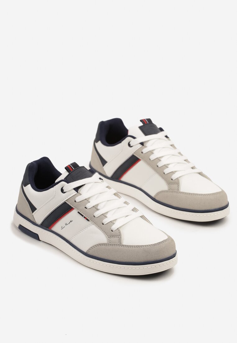 Białe Buty Sportowe Sneakersy z Ozdobnymi Paskami Odimere