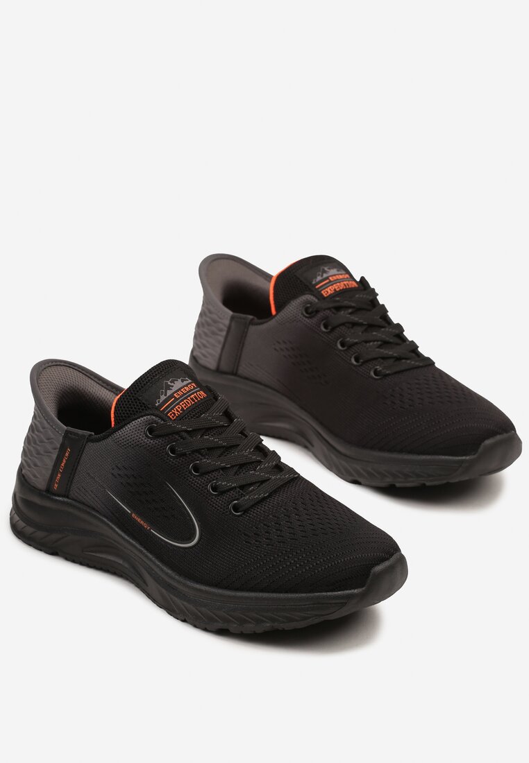 Czarno-Szare Buty Sportowe Sneakersy Ozdobione Geometrycznym Motywem Odalissea