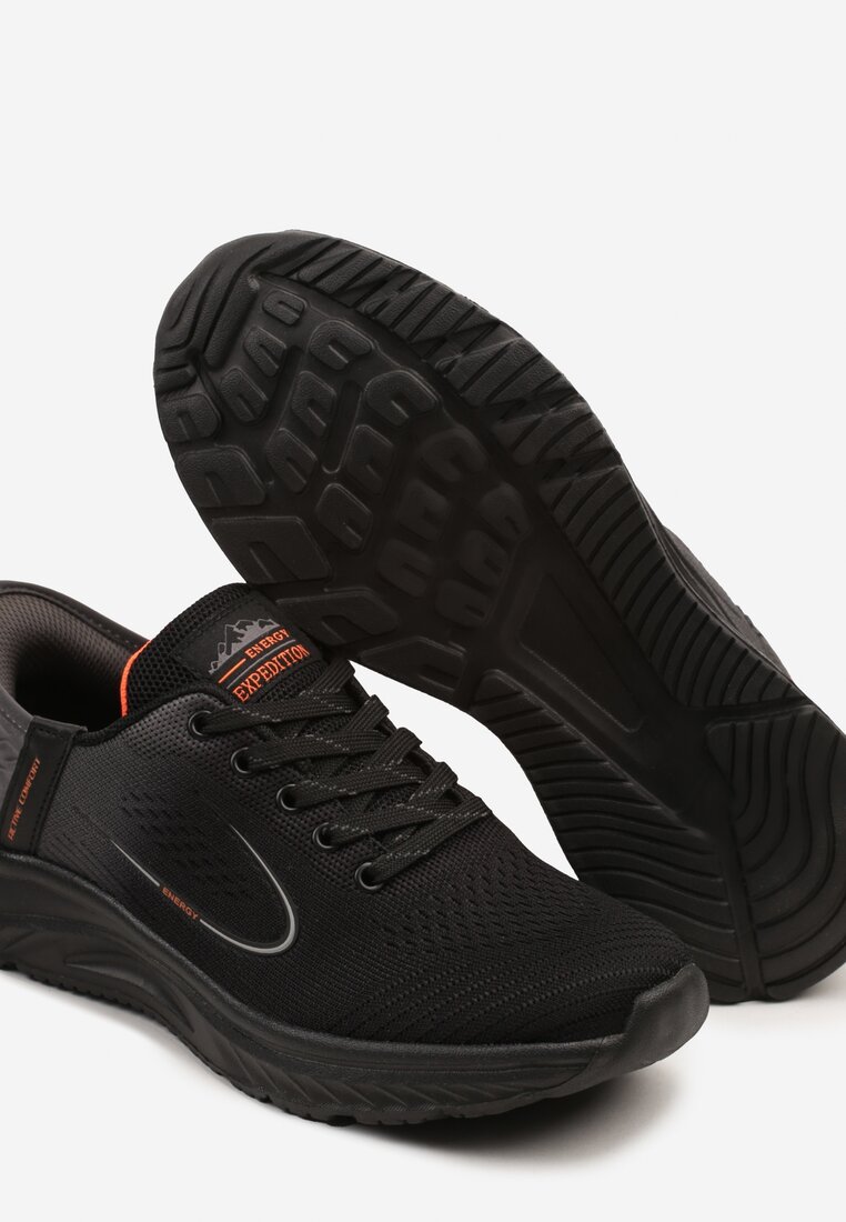 Czarno-Szare Buty Sportowe Sneakersy Ozdobione Geometrycznym Motywem Odalissea