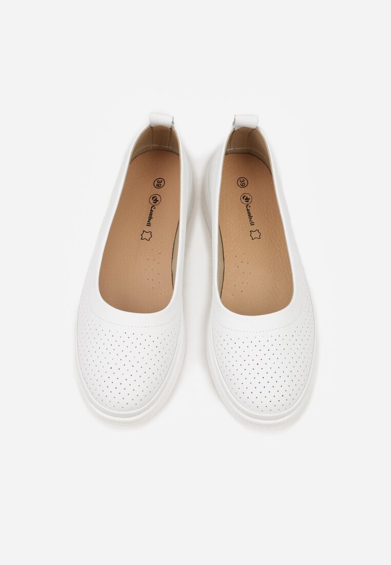 Białe Skórzane Tenisówki Ozdobione Perforacją Tellireth
