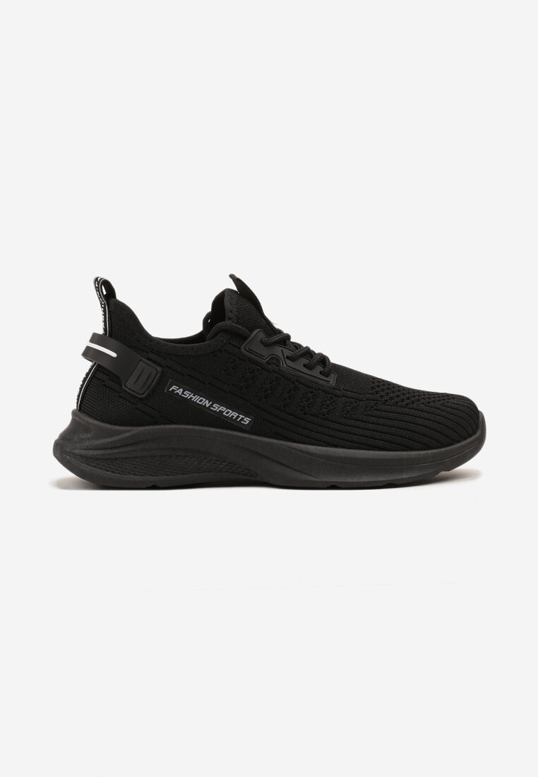 Czarne Buty Sportowe Sneakersy z Napisami i Tłoczeniem Odalira