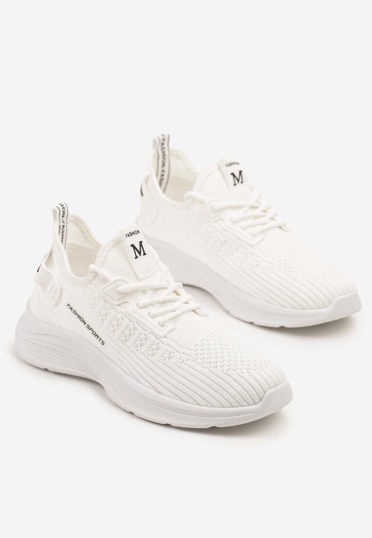 Białe Buty Sportowe Sneakersy z Napisami i Tłoczeniem Odalira