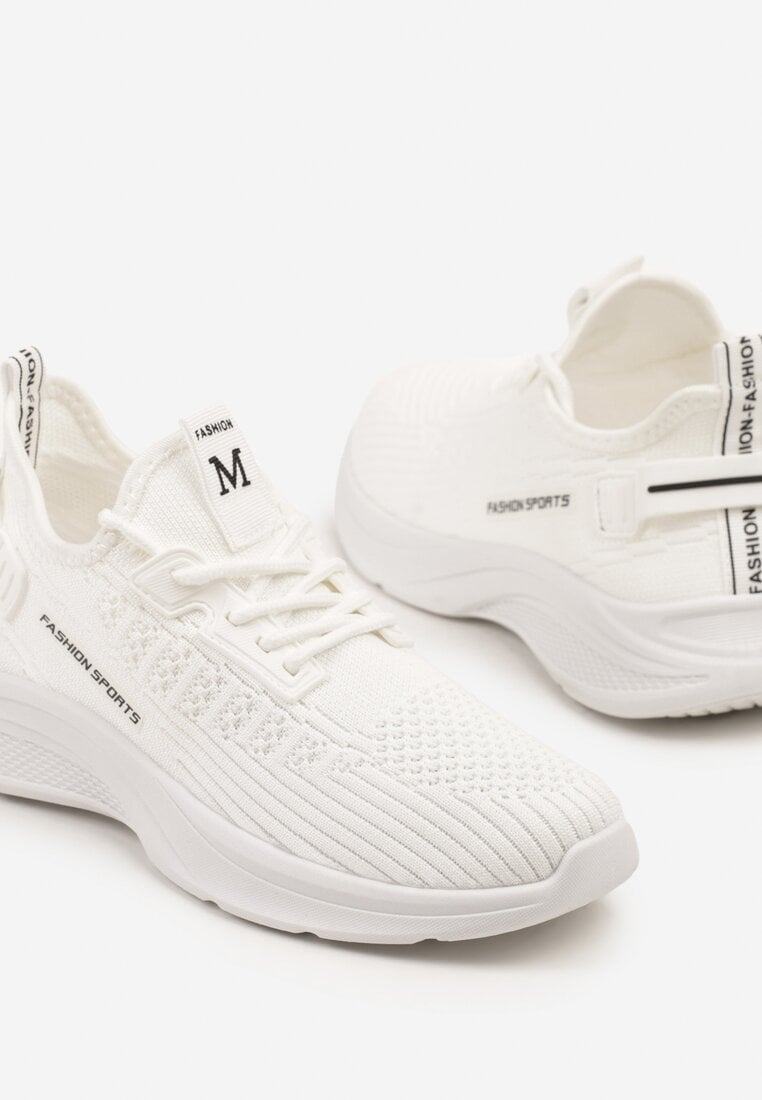 Białe Buty Sportowe Sneakersy z Napisami i Tłoczeniem Odalira