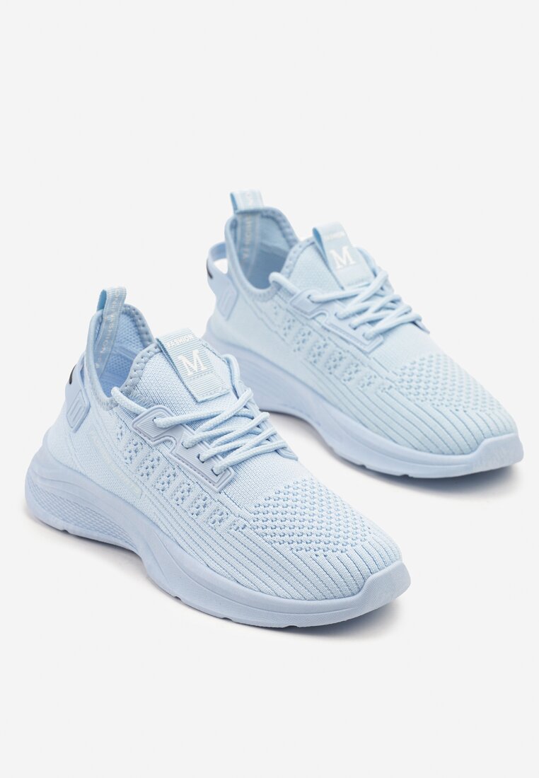 Jasnoniebieskie Buty Sportowe Sneakersy z Napisami i Tłoczeniem Odalira