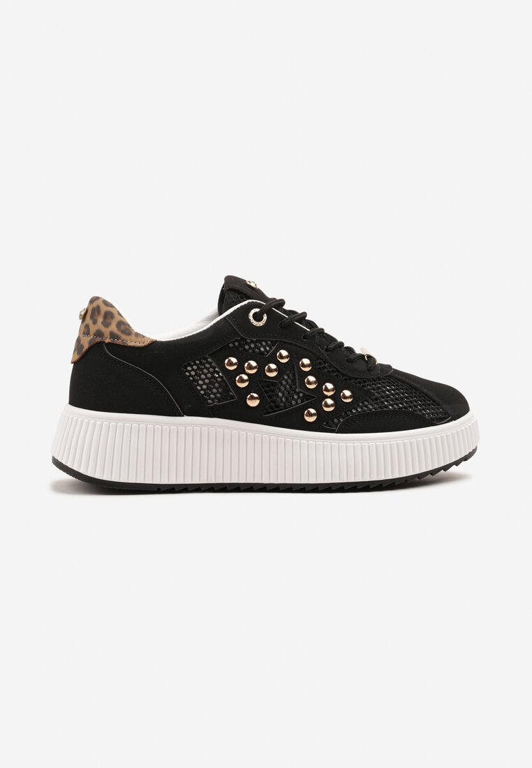 Czarne Sneakersy z Nitami i Gwiazdą Viroti