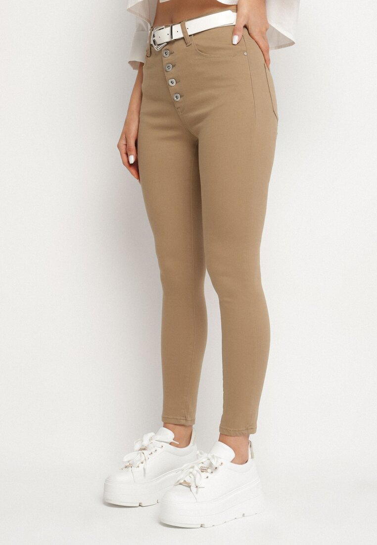 Ciemnobeżowe Spodnie Skinny Kyllienne