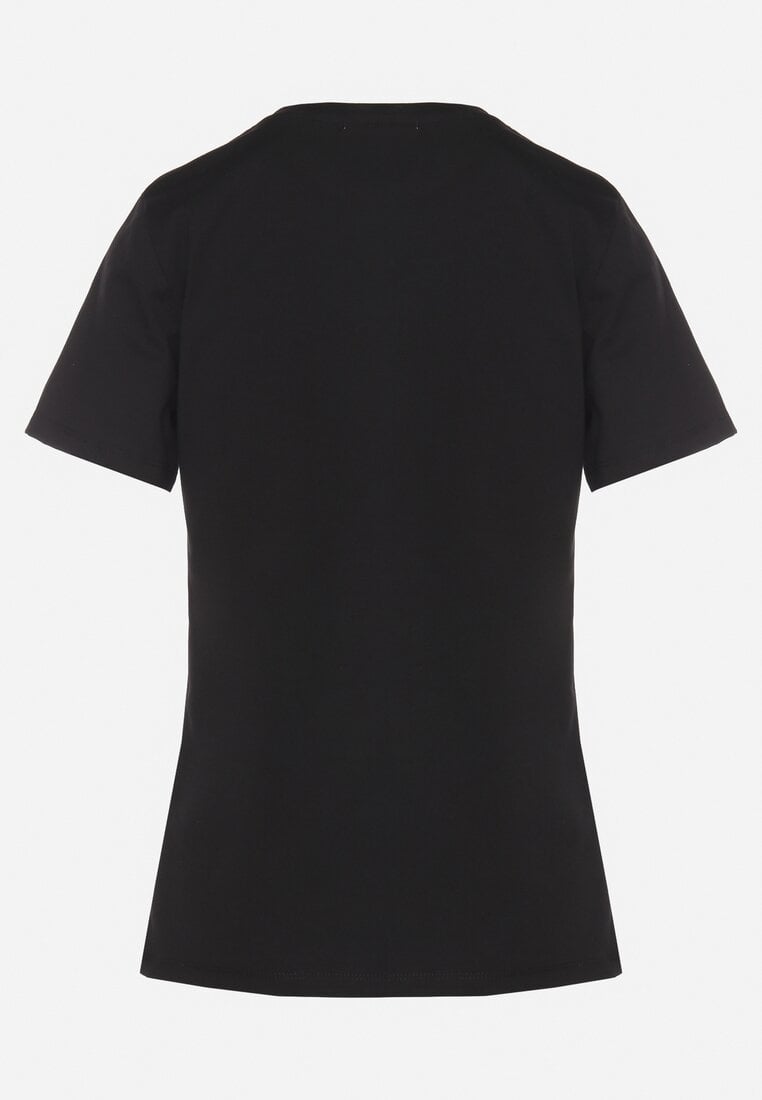 Czarny T-shirt z Bawełny z Krótkim Rękawem i Naszywką w Kształcie Serca Viketta