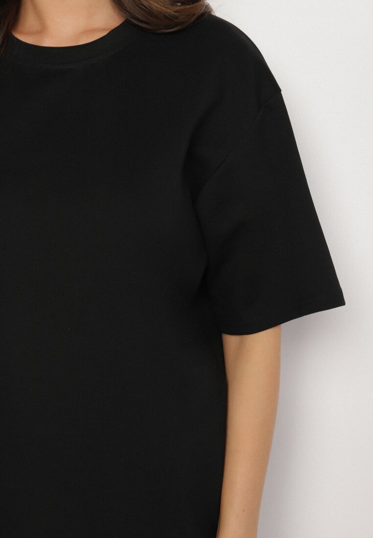 Czarny T-shirt z Bawełną w Klasycznym Stylu Meravia