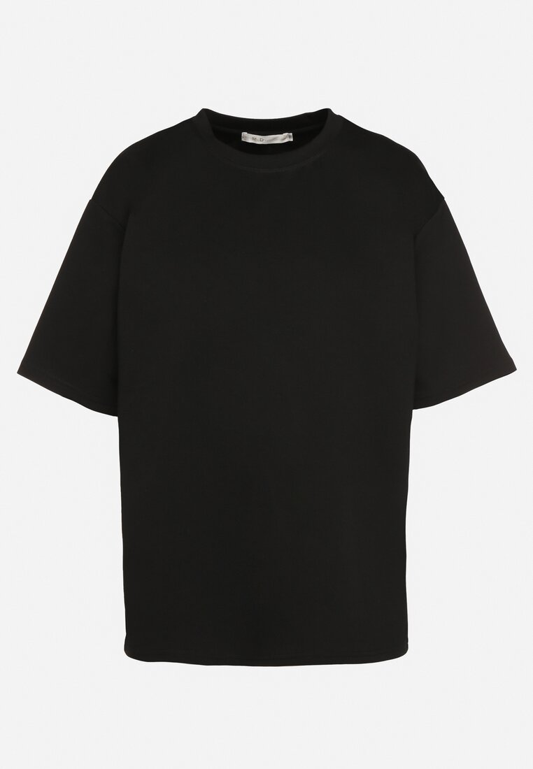 Czarny T-shirt z Bawełną w Klasycznym Stylu Meravia