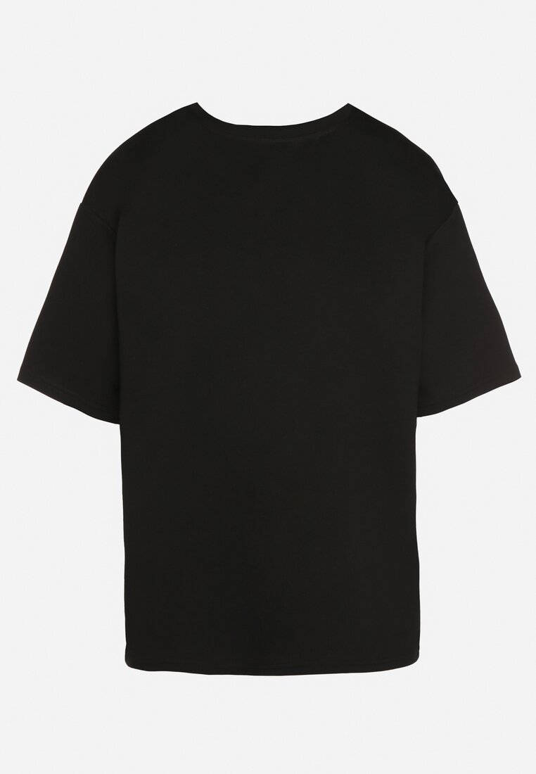 Czarny T-shirt z Bawełną w Klasycznym Stylu Meravia