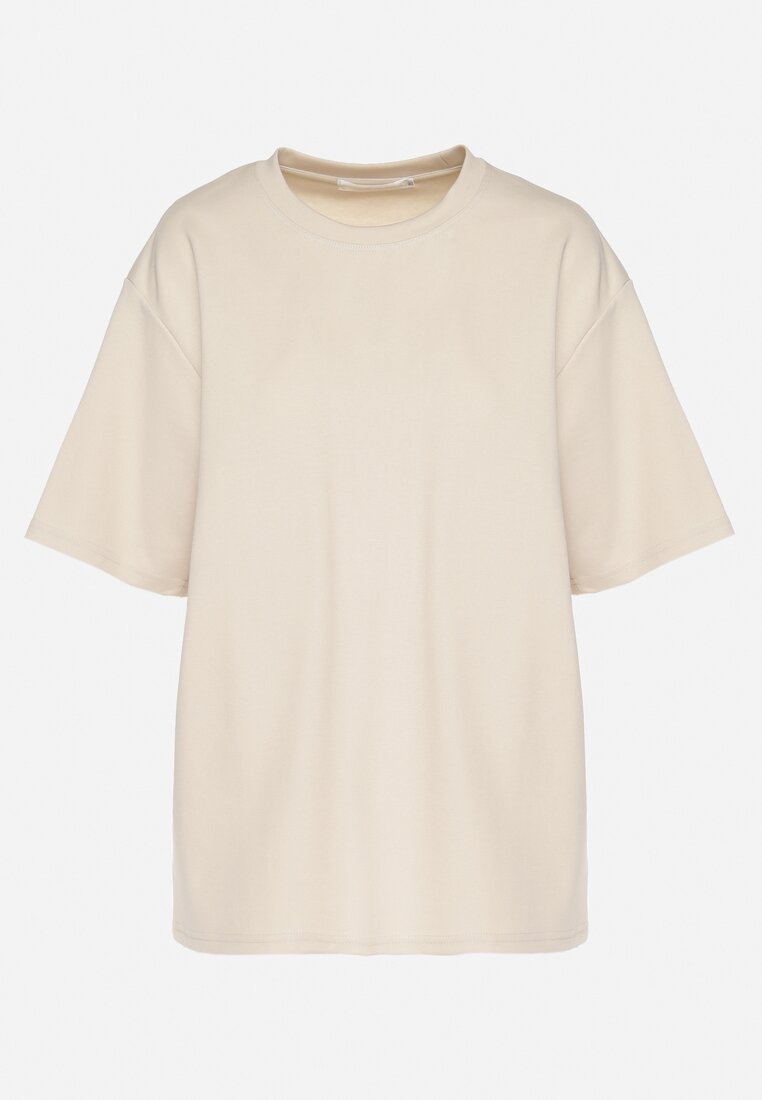 Jasnobeżowy Bawełniany Klasyczny T-shirt Merovira