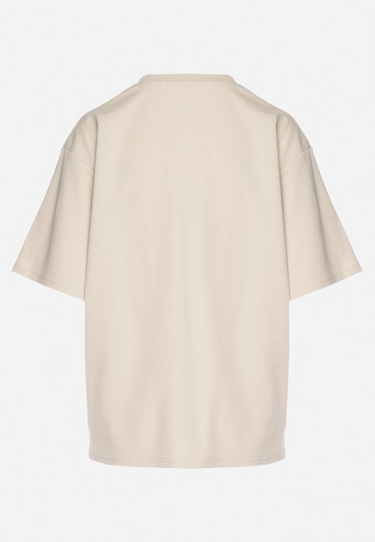 Jasnobeżowy Bawełniany Klasyczny T-shirt Merovira