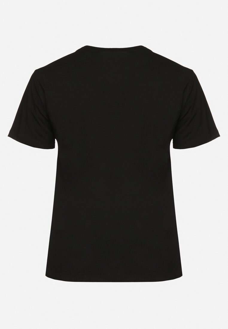 Czarny T-shirt Bawełniany Ozdobiony Cekinami Lirenell