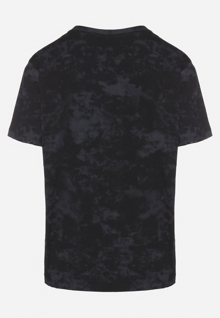 Czarny T-shirt Bawełniany w Print w Motylki Tenorea