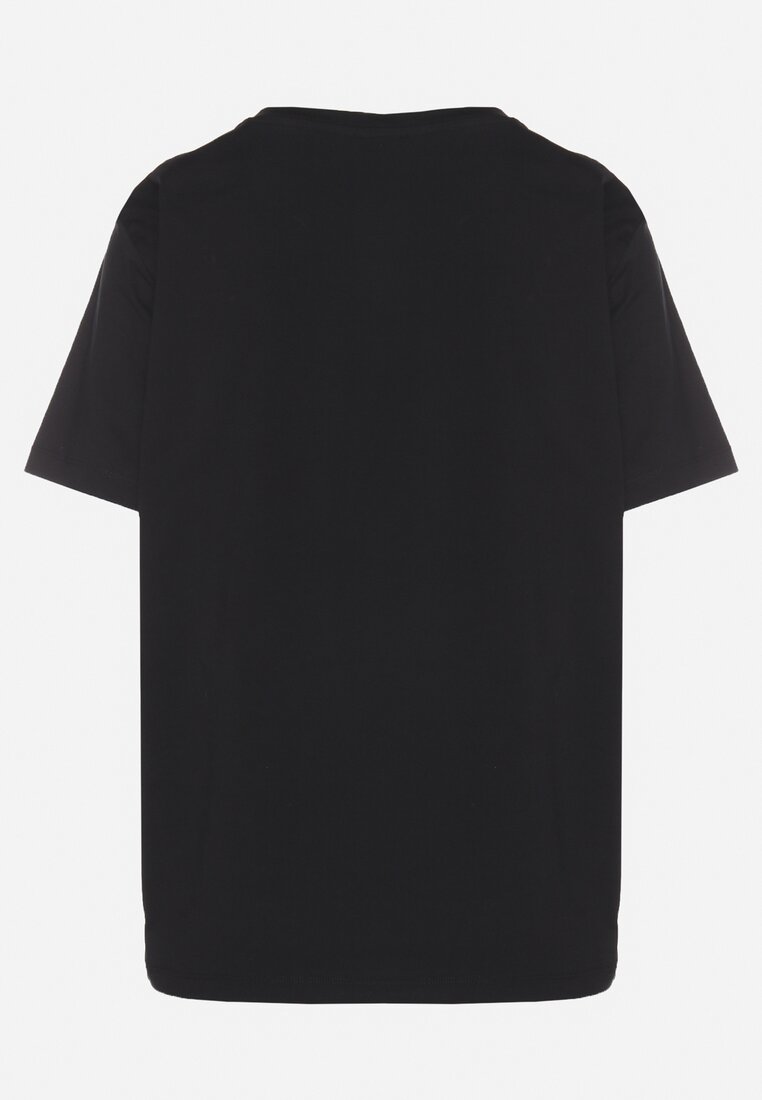 Czarny T-shirt z Bawełny z Aplikacją z Cyrkoniami Deraine