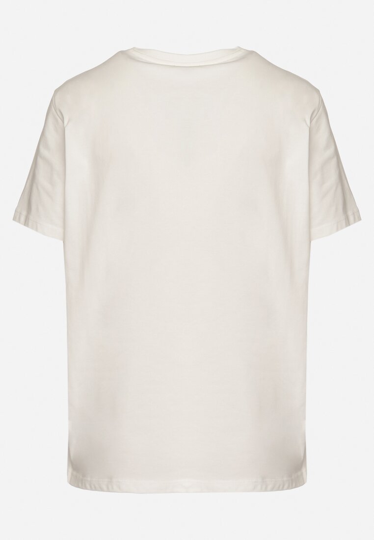 Biały T-shirt z Bawełny z Aplikacją z Cyrkoniami Deraine