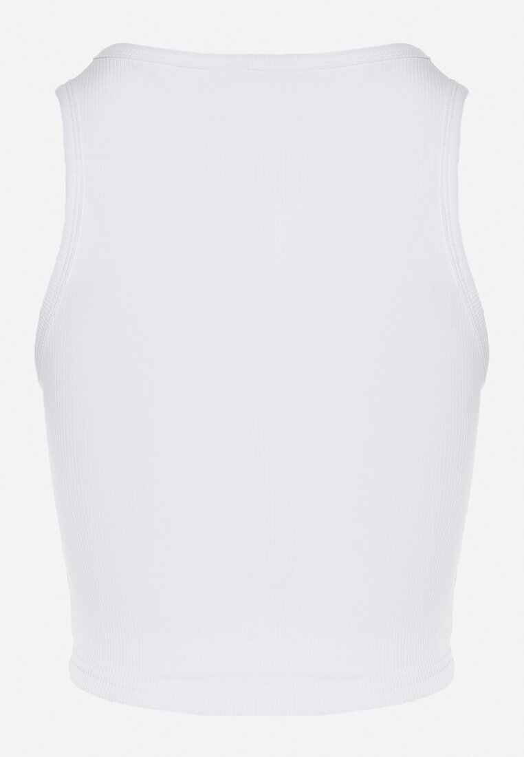 Biały Krótki Tank Top z Prążkowanej Tkaniny Nevallia