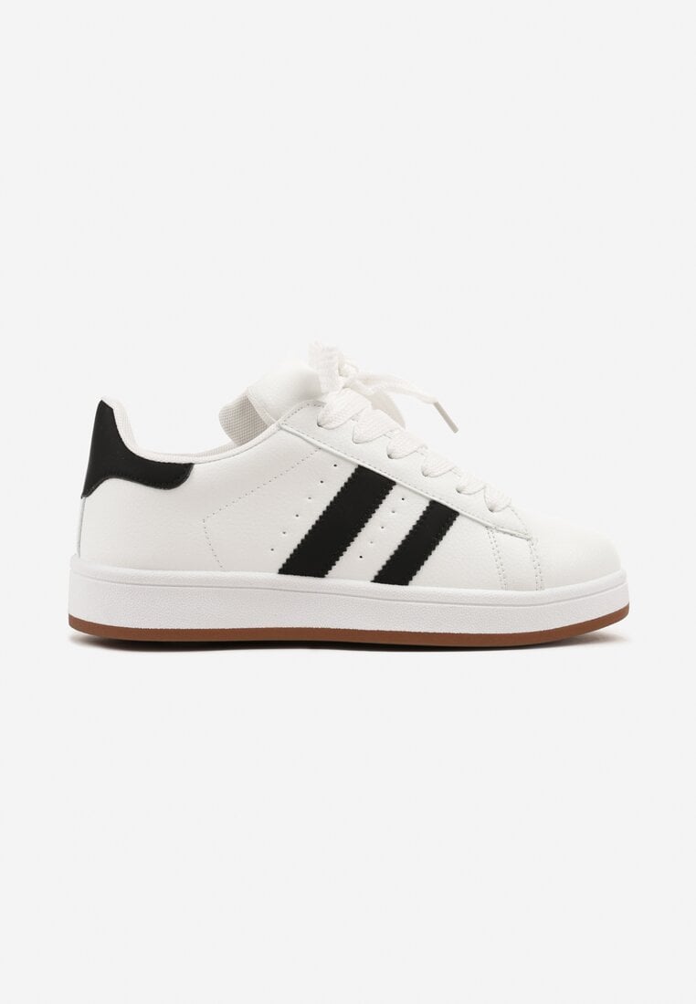 Białe Sneakersy z Perforacją i Ozdobnymi Paskami Deolene