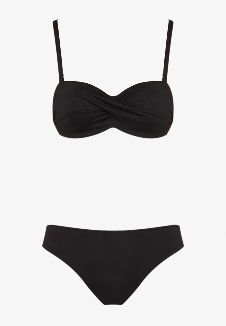 Czarne Bikini Biustonosz Wiązany na Plecach 2 Pary Majtek Typu Figi Galarella