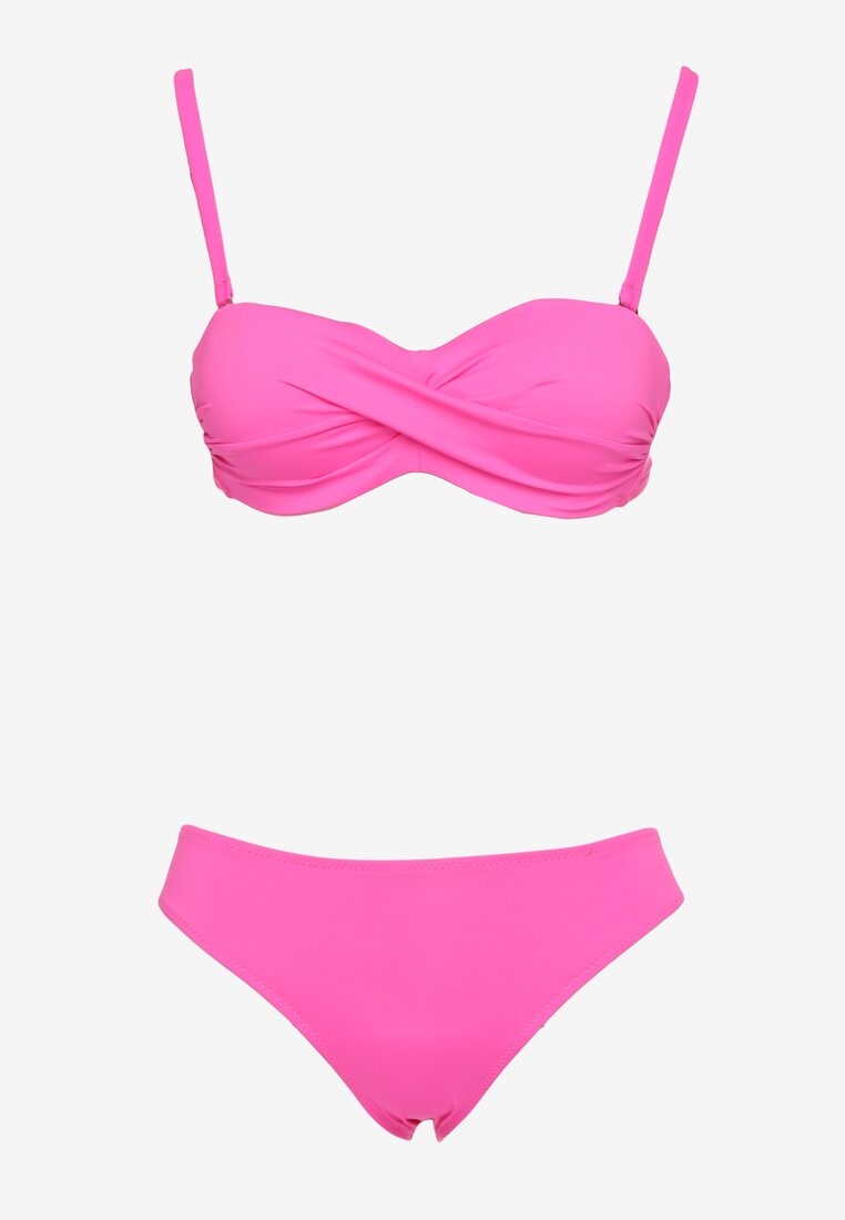 Różowe Bikini Biustonosz Wiązany na Plecach 2 Pary Majtek Typu Figi Galarella