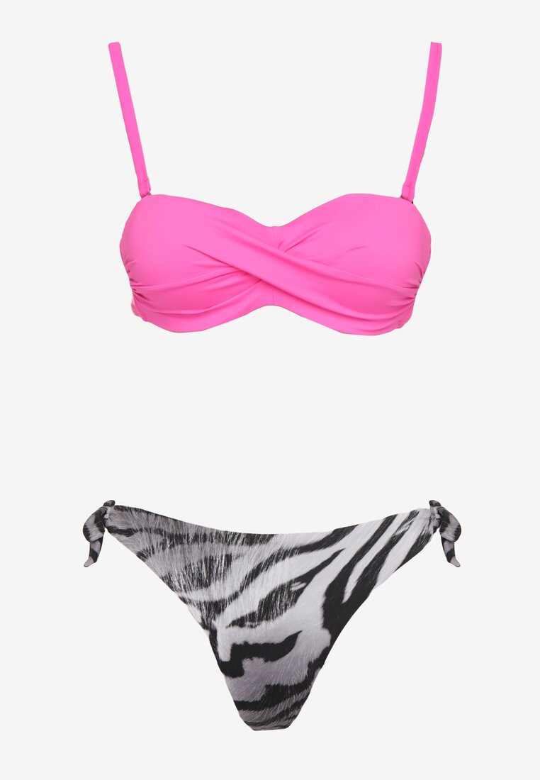 Różowe Bikini Biustonosz Wiązany na Plecach 2 Pary Majtek Typu Figi Galarella