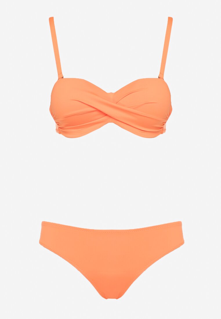 Pomarańczowe Bikini Biustonosz Wiązany na Plecach 2 Pary Majtek Typu Figi Galarella