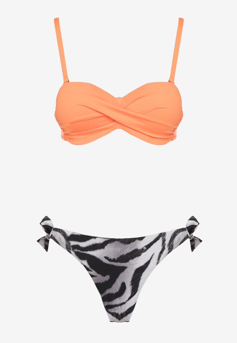 Pomarańczowe Bikini Biustonosz Wiązany na Plecach 2 Pary Majtek Typu Figi Galarella