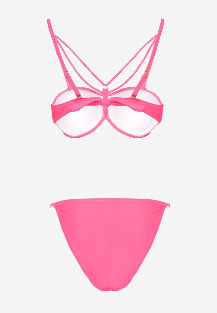 Różowe Bikini Biustonosz z Ozdobnymi Paskami i Figi Fadeleine